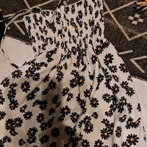 Floral Kids Casual Dress - Black and White